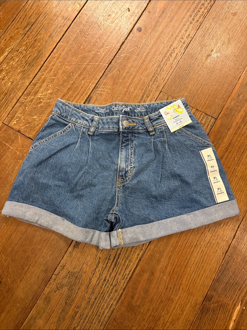 Cat & Jack Mid-Blue High-Rise Cuffed Denim Shorts
